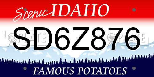SD6Z876 Idaho License Plate