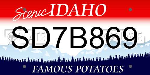 SD7B869 Idaho License Plate