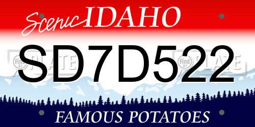 SD7D522 Idaho License Plate