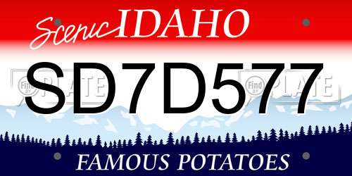 SD7D577 Idaho License Plate