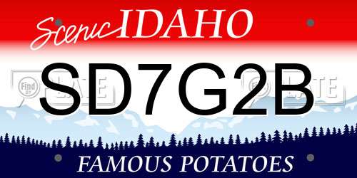 SD7G2B Idaho License Plate