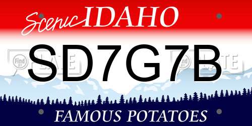SD7G7B Idaho License Plate