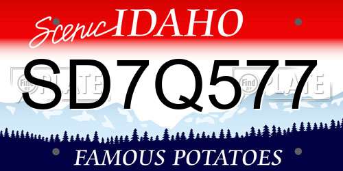 SD7Q577 Idaho License Plate