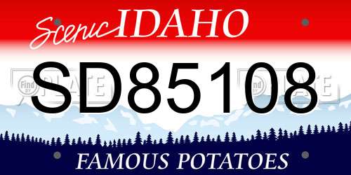 SD85108 Idaho License Plate