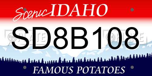SD8B108 Idaho License Plate
