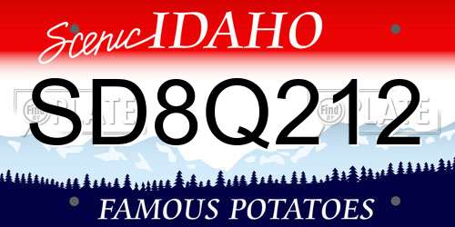 SD8Q212 Idaho License Plate