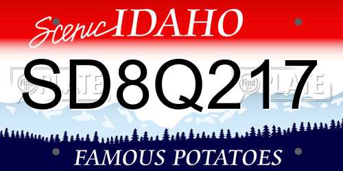 SD8Q217 Idaho License Plate
