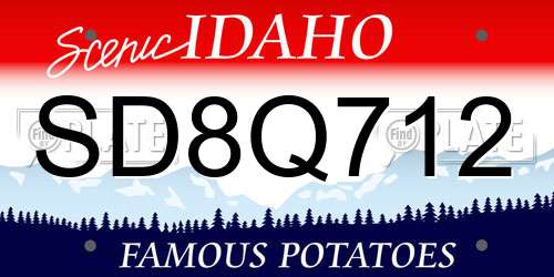 SD8Q712 Idaho License Plate