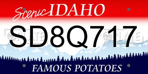 SD8Q717 Idaho License Plate