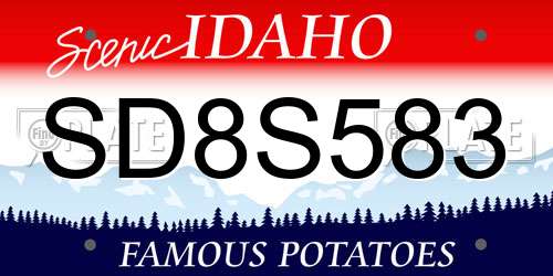 SD8S583 Idaho License Plate