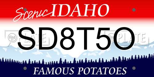SD8T5O Idaho License Plate
