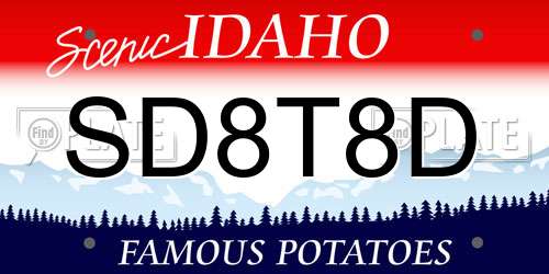 SD8T8D Idaho License Plate