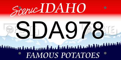 SDA978 Idaho License Plate