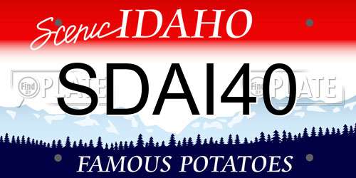 SDAI40 Idaho License Plate