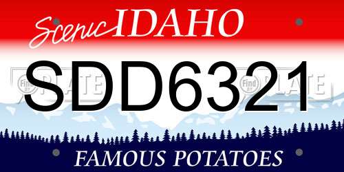 SDD6321 Idaho License Plate