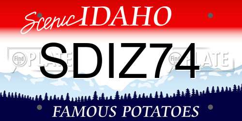 SDIZ74 Idaho License Plate