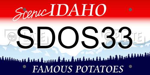 SDOS33 Idaho License Plate