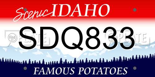 SDQ833 Idaho License Plate