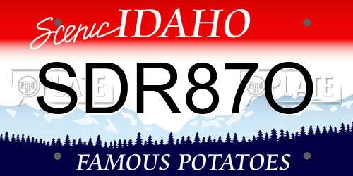 SDR87O Idaho License Plate