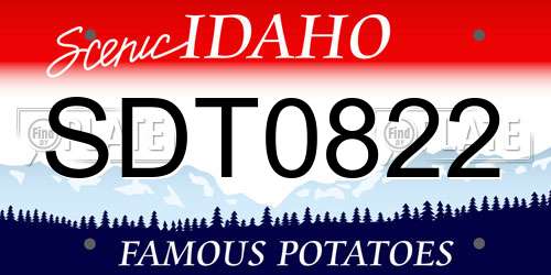 SDT0822 Idaho License Plate