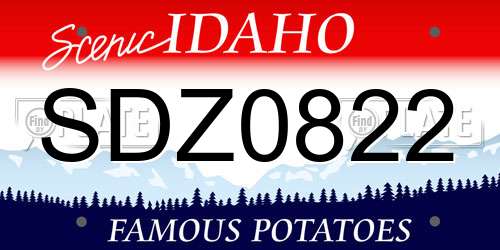SDZ0822 Idaho License Plate