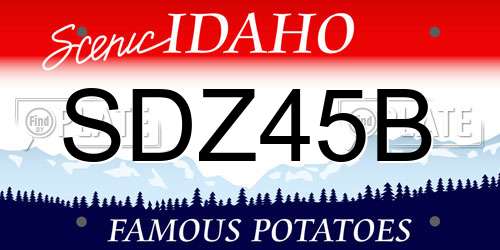 SDZ45B Idaho License Plate