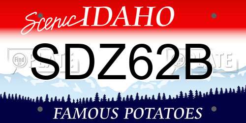 SDZ62B Idaho License Plate