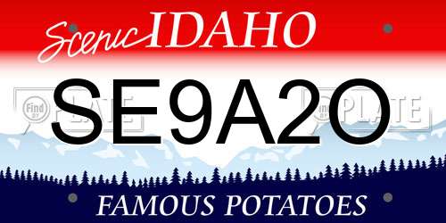 SE9A2O Idaho License Plate