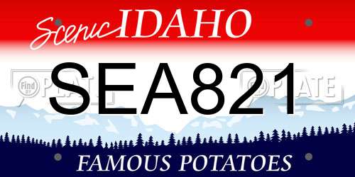 SEA821 Idaho License Plate