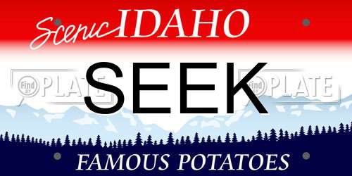 SEEK Idaho License Plate
