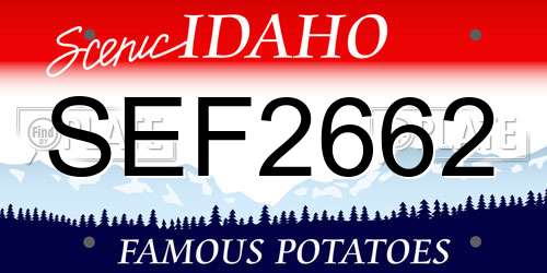 SEF2662 Idaho License Plate
