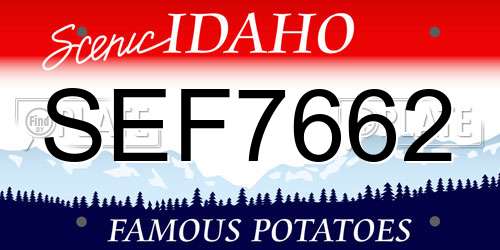 SEF7662 Idaho License Plate