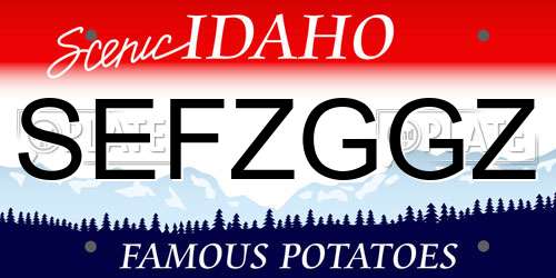 SEFZGGZ Idaho License Plate