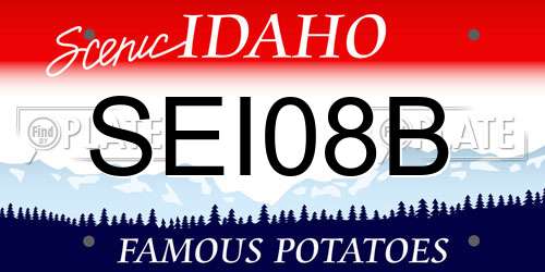 SEI08B Idaho License Plate