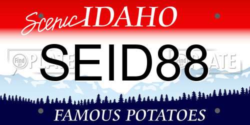 SEID88 Idaho License Plate