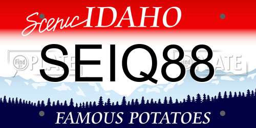 SEIQ88 Idaho License Plate