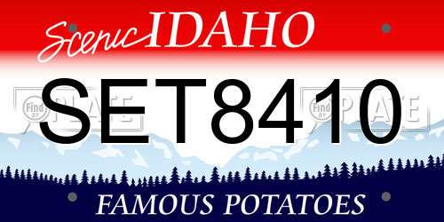 SET8410 Idaho License Plate