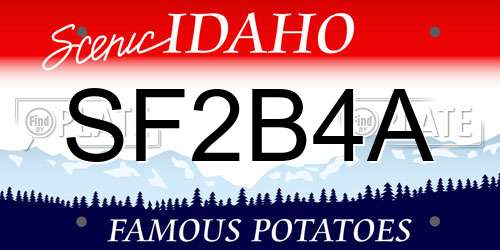SF2B4A Idaho License Plate