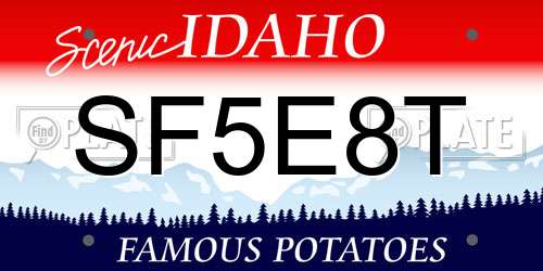 SF5E8T Idaho License Plate