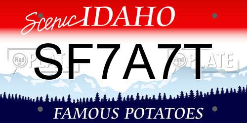 SF7A7T Idaho License Plate