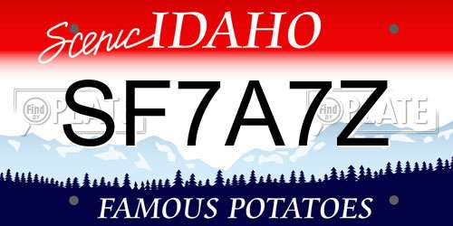 SF7A7Z Idaho License Plate