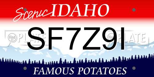 SF7Z9I Idaho License Plate