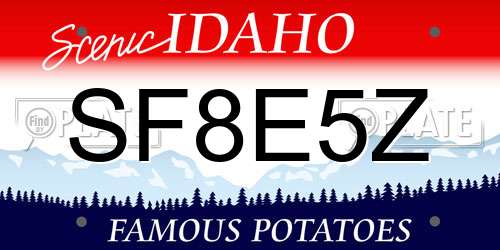 SF8E5Z Idaho License Plate