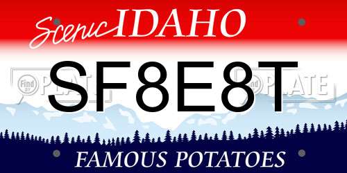 SF8E8T Idaho License Plate
