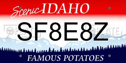 SF8E8Z Idaho License Plate