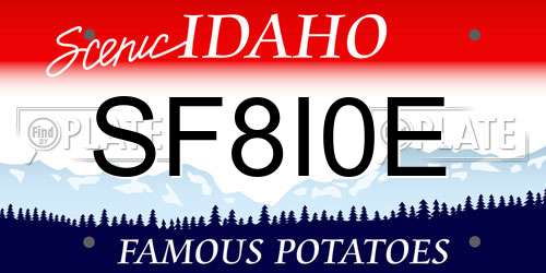 SF8I0E Idaho License Plate