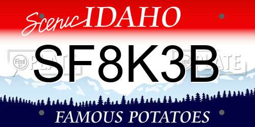 SF8K3B Idaho License Plate