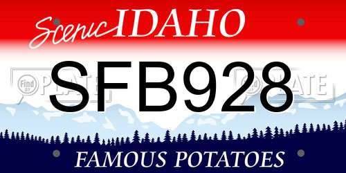 SFB928 Idaho License Plate