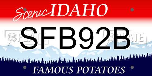 SFB92B Idaho License Plate