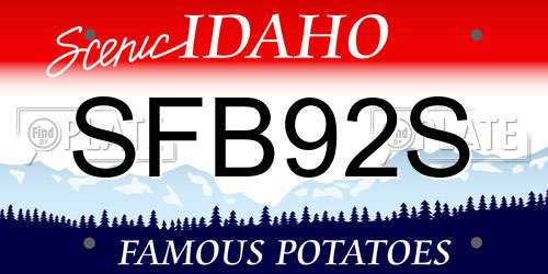 SFB92S Idaho License Plate